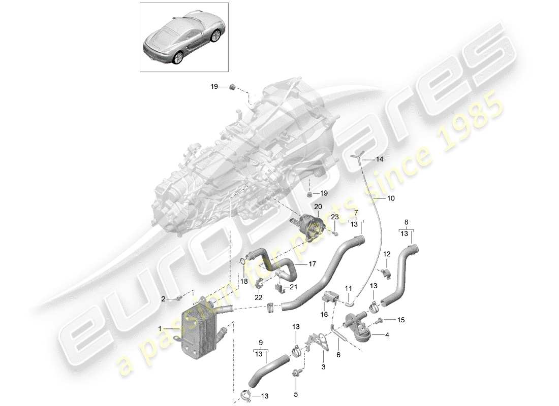 porsche cayman 981 (2014) manual gearbox part diagram