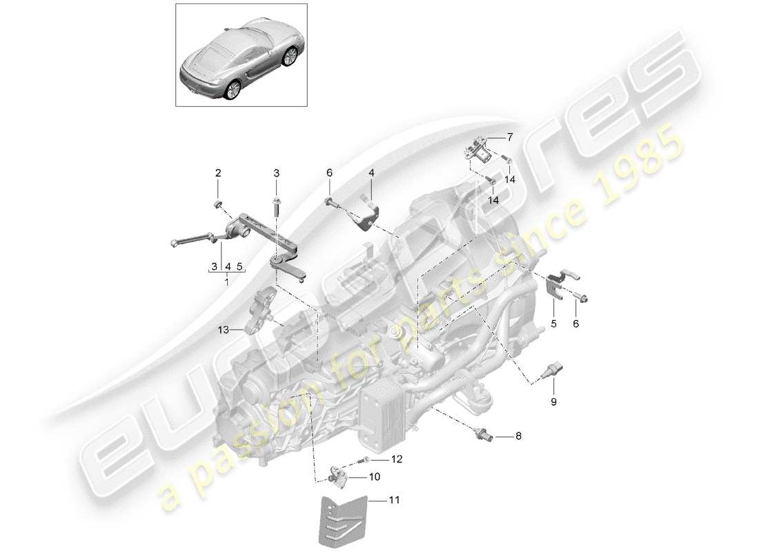 porsche cayman 981 (2015) manual gearbox part diagram