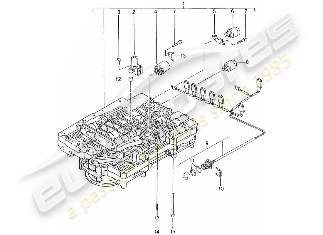 porsche boxster 986 (2004) tiptronic - - valve body - solenoid valve - pressure regulator part diagram