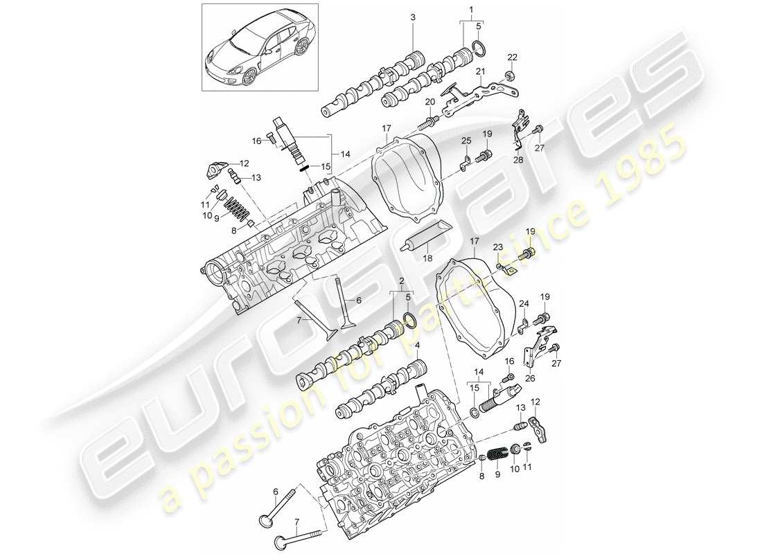 porsche panamera 970 (2013) camshaft, valves part diagram