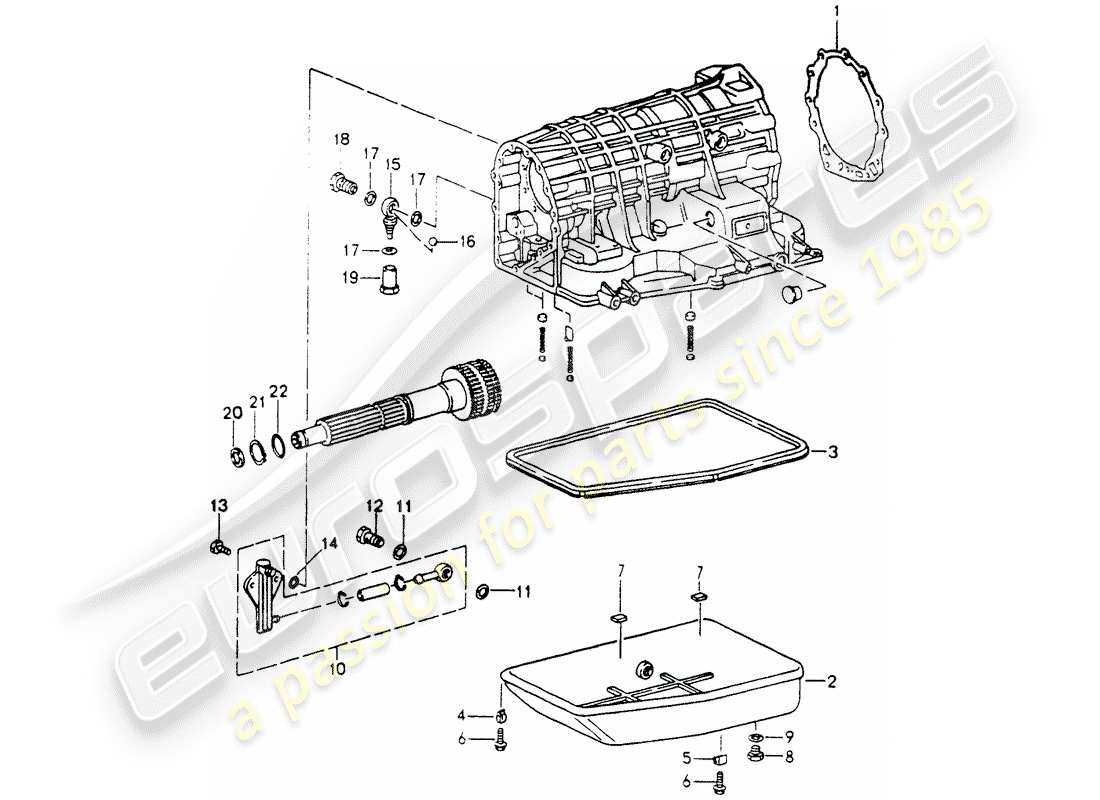 porsche 964 (1990) tiptronic - transmission case - oil pan part diagram