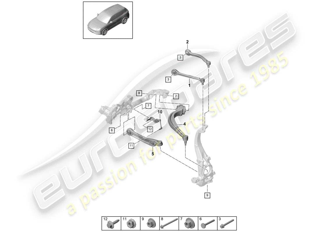 porsche cayenne e3 (2018) track control arm part diagram