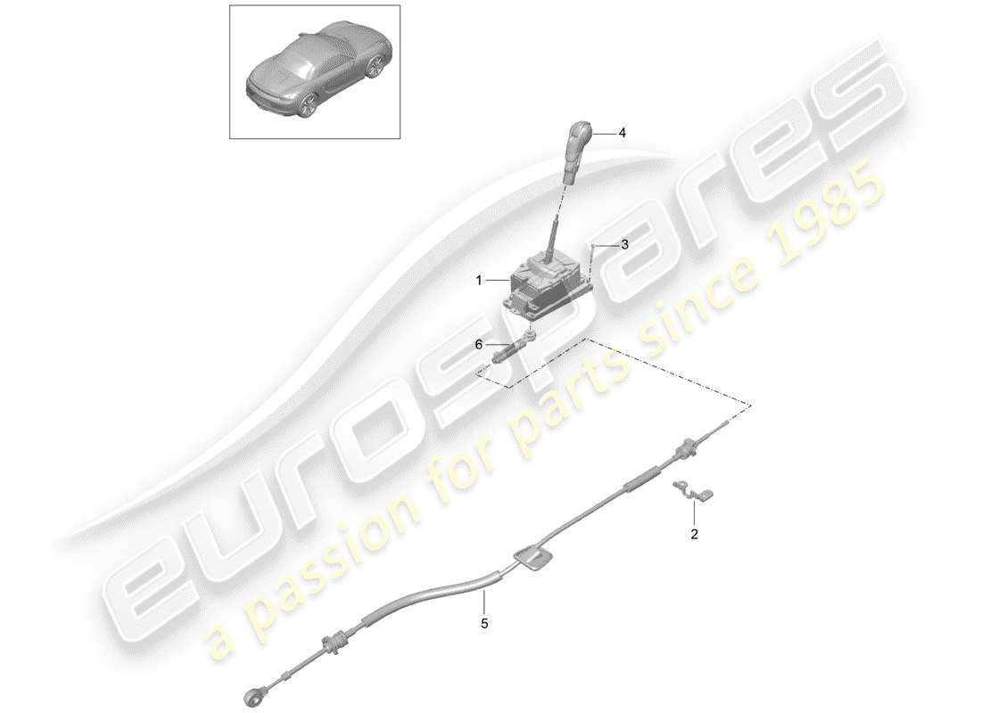 porsche boxster 981 (2014) selector lever part diagram