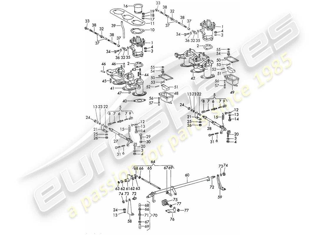 porsche 911/912 (1968) carburetor - system - with: - - solex 40 pi-1 - - d >> - mj 1968 part diagram