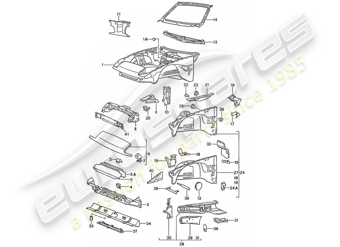 porsche 944 (1991) body front section part diagram