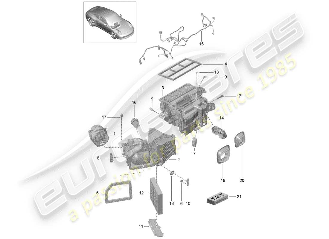 porsche 991 (2014) air conditioner part diagram