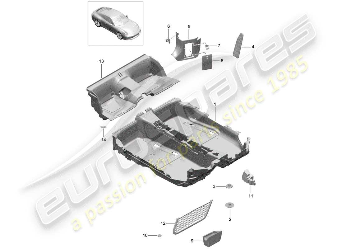 porsche 991 gen. 2 (2020) floor cover part diagram