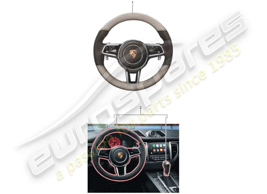 porsche tequipment macan (2018) steering wheel part diagram