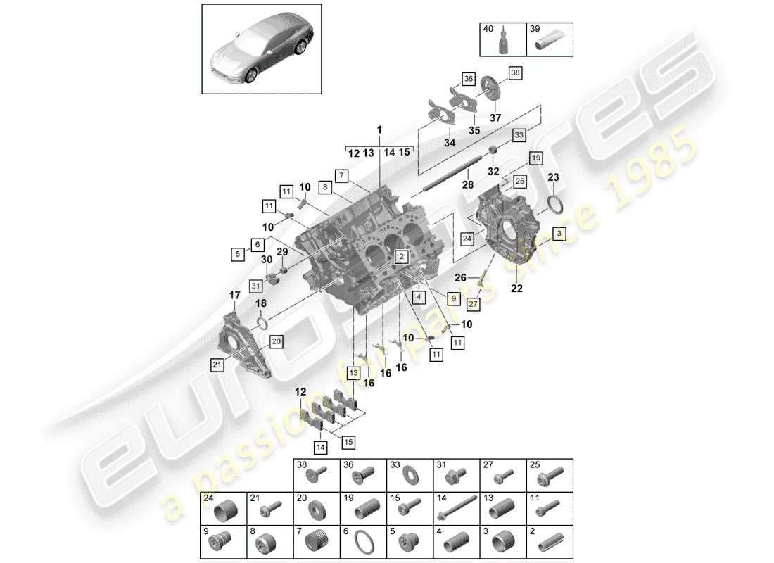 porsche panamera 971 (2019) crankcase part diagram