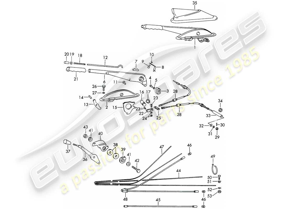 porsche 911/912 (1968) handbrake - heater - actuator - d >> - mj 1967 part diagram