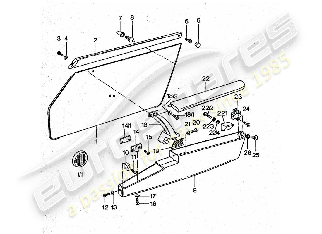 porsche 911 turbo (1976) door panel parts diagram