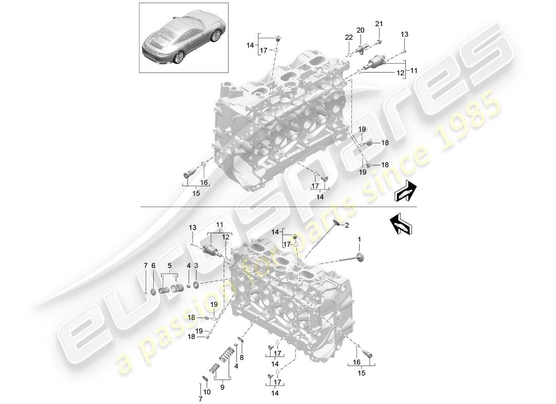 porsche 991 gen. 2 (2020) cylinder head part diagram