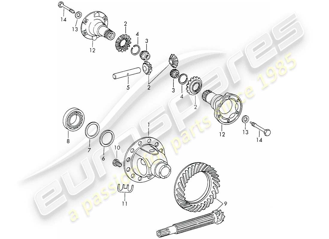 porsche 911/912 (1969) differential - sportomatic - d >> - mj 1968 part diagram