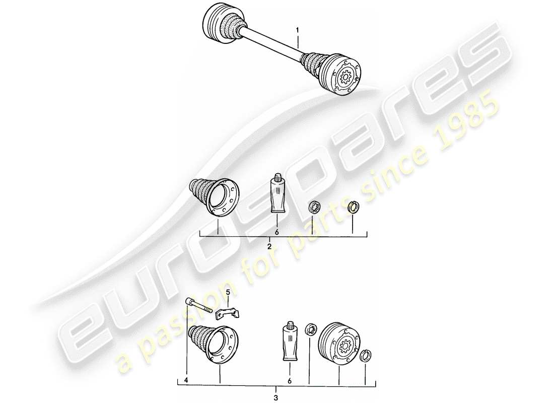 porsche 924s (1988) drive shaft part diagram