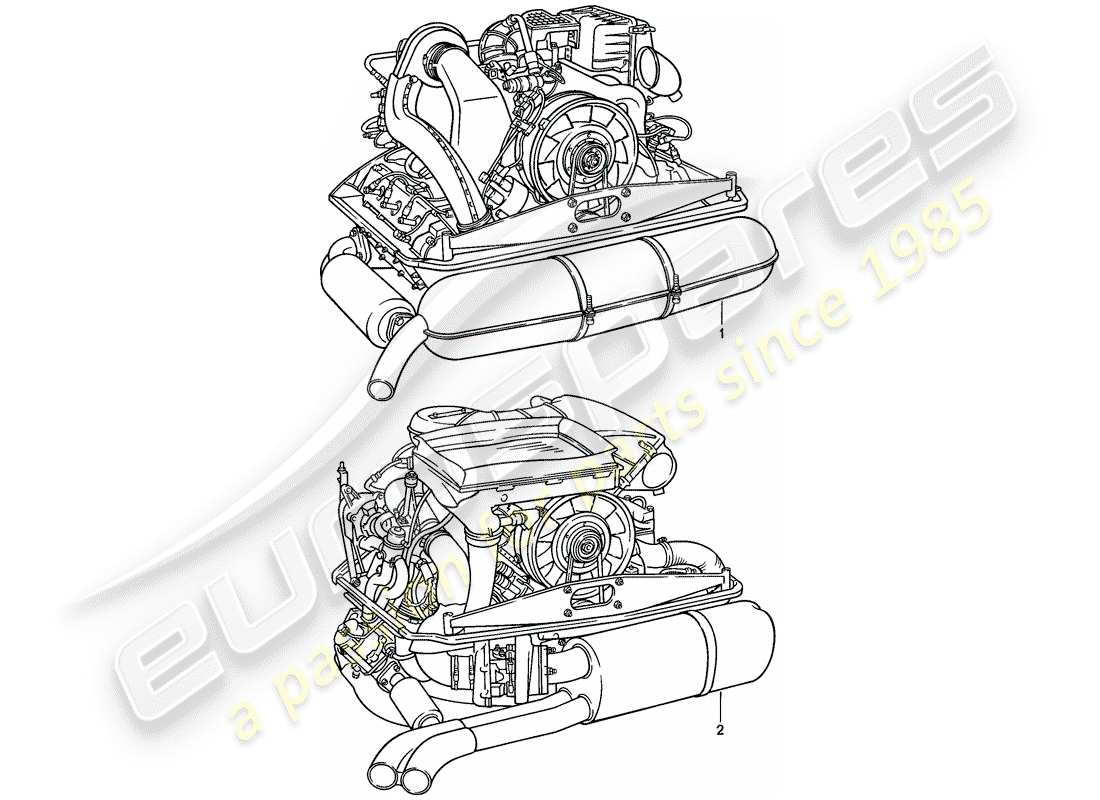 porsche 911 (1986) replacement engine - ready for installation part diagram