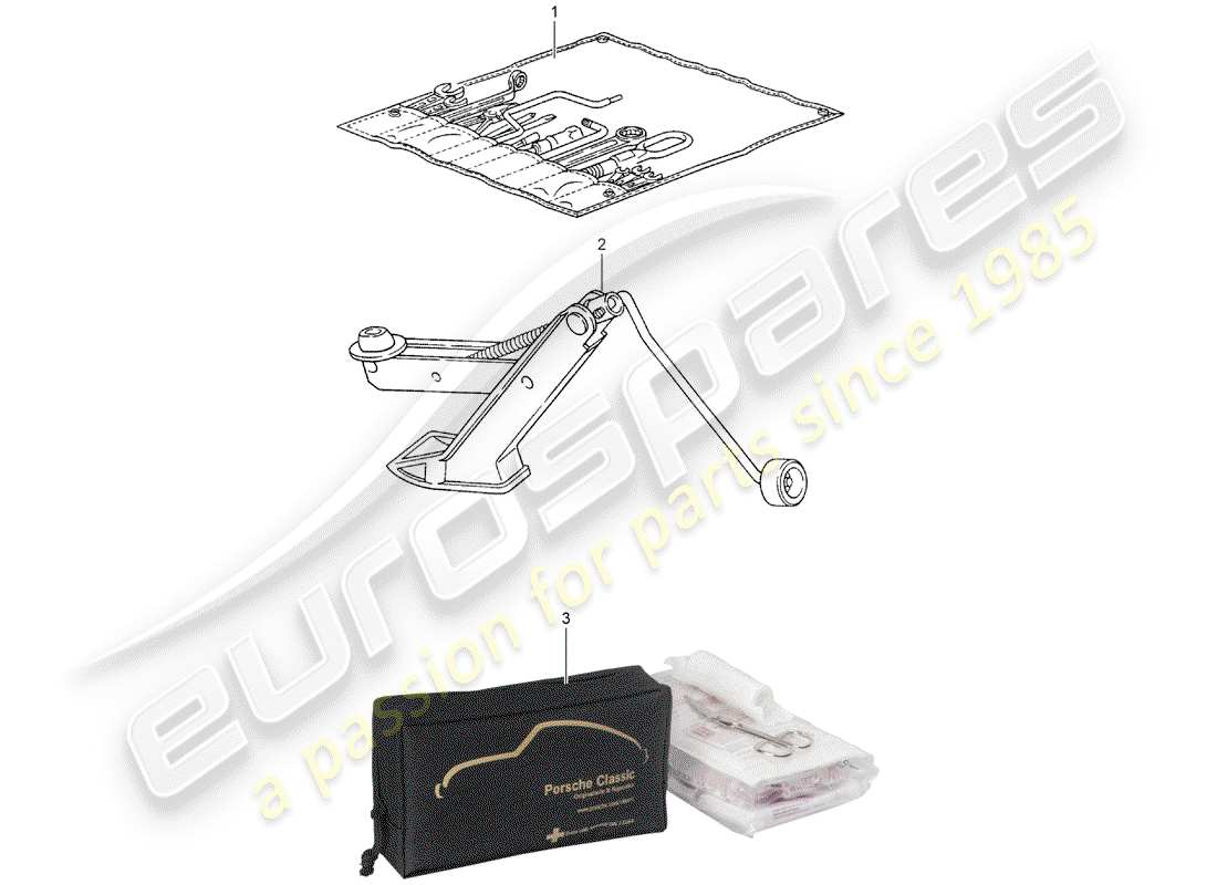 porsche 993 (1995) tool - jack part diagram