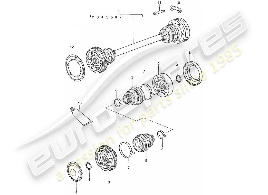 porsche 959 (1987) drive shaft part diagram