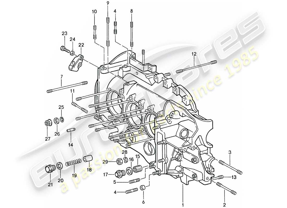 porsche 959 (1987) crankcase part diagram