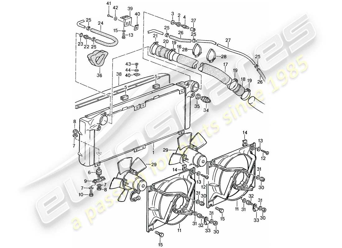 porsche 959 (1987) water cooling 1 part diagram