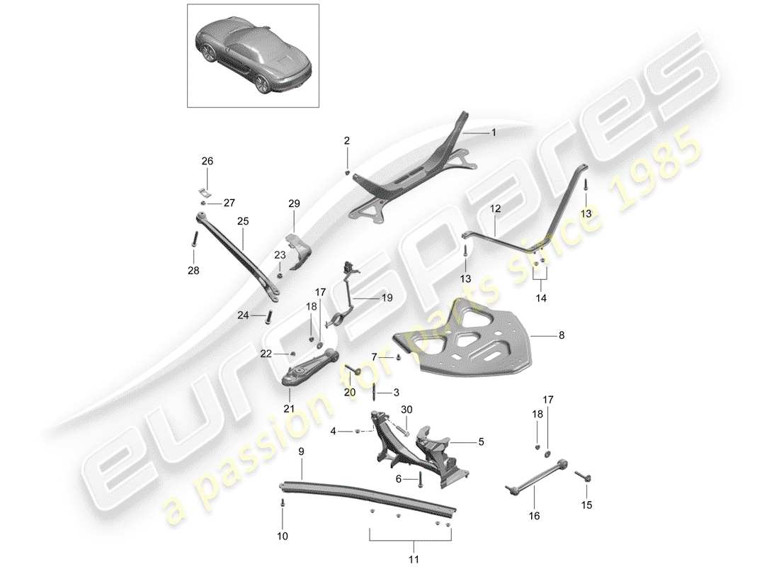 porsche boxster 981 (2014) rear axle part diagram