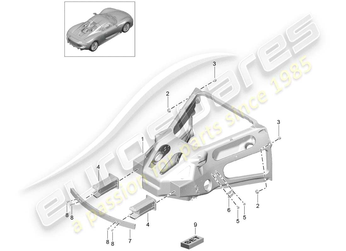 porsche 918 spyder (2015) rear end part diagram