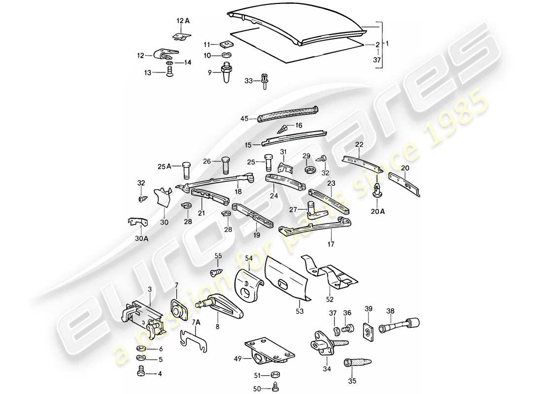 porsche 911 (1984) soft top part diagram