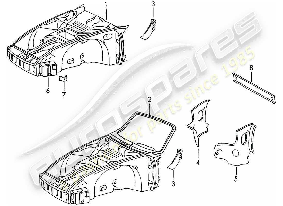 porsche 911/912 (1966) front end part diagram