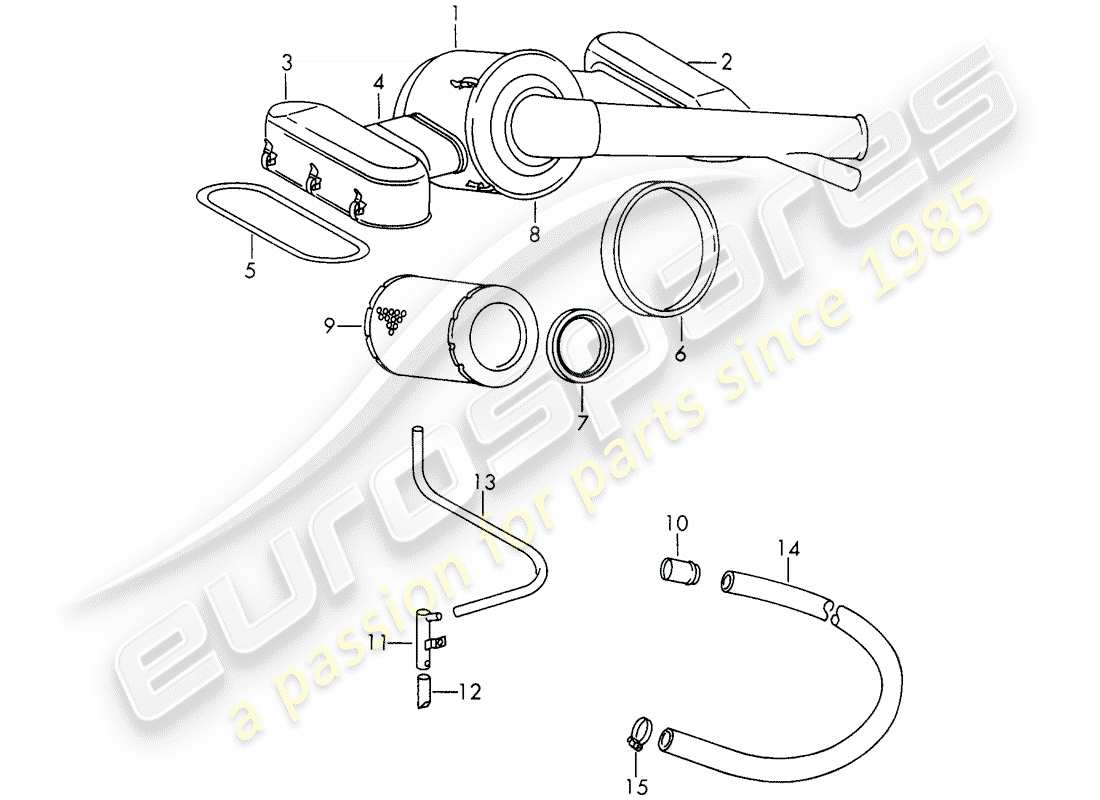 porsche 911/912 (1968) air cleaner system - for - - solex 40 pi-1 - - carburetor - d >> - mj 1968 part diagram