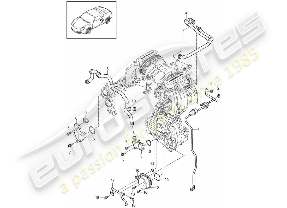 porsche boxster 987 (2012) crankcase part diagram