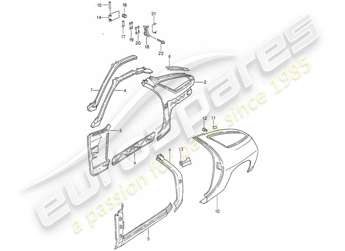 porsche 928 (1994) frame - side panel part diagram