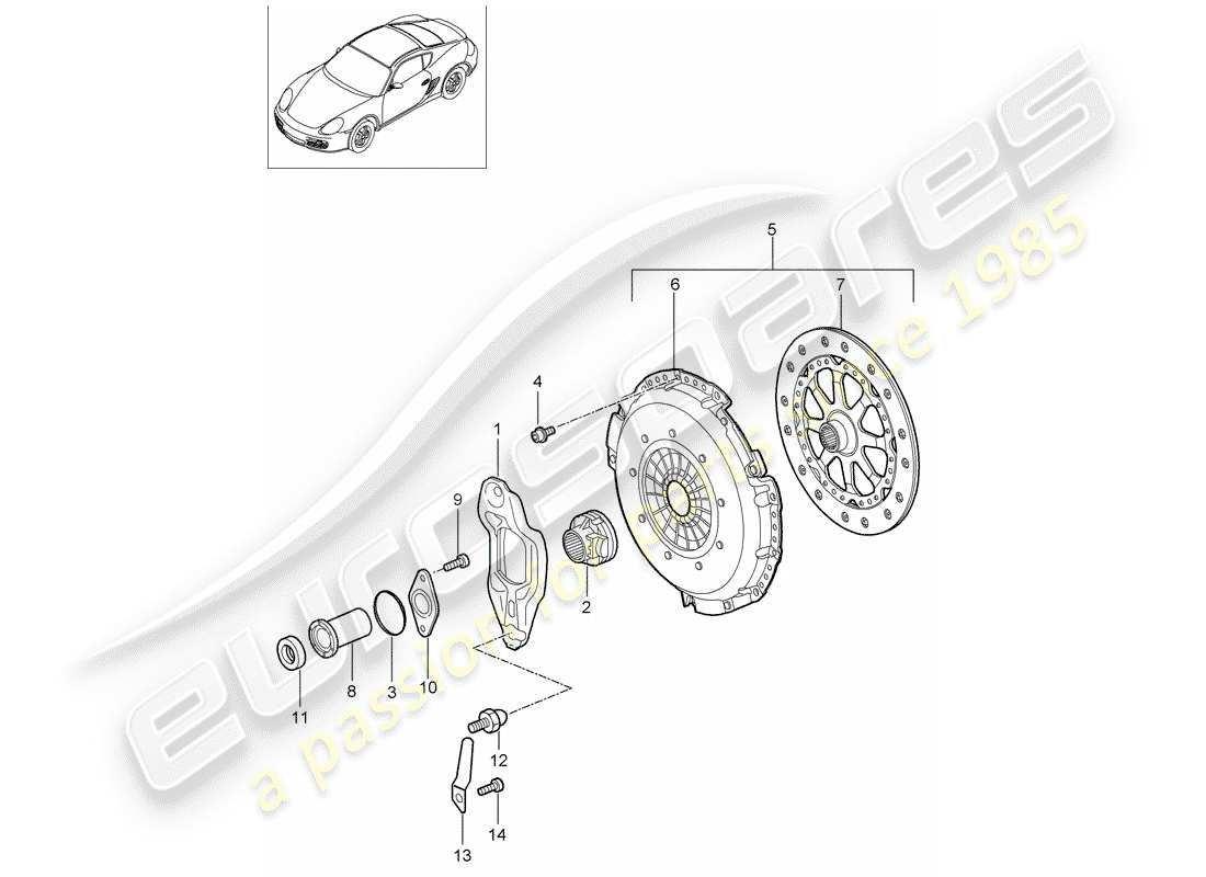 porsche cayman 987 (2007) clutch part diagram