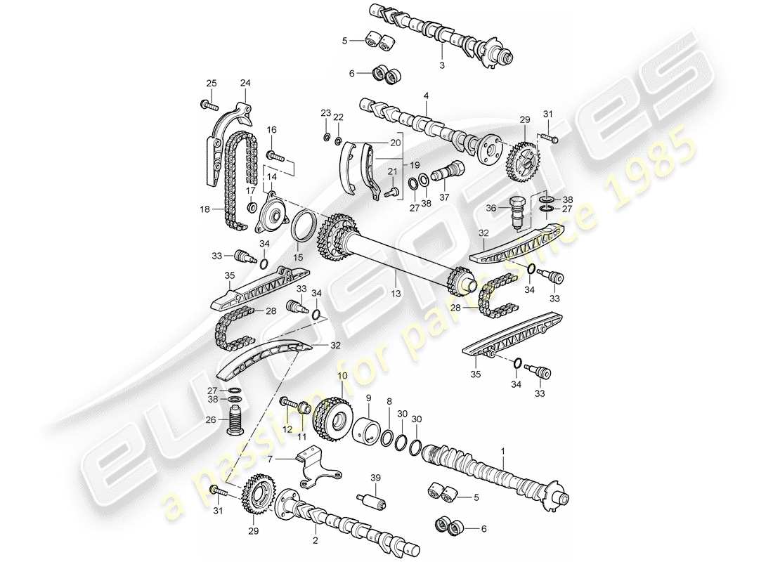 porsche cayman 987 (2007) camshaft part diagram