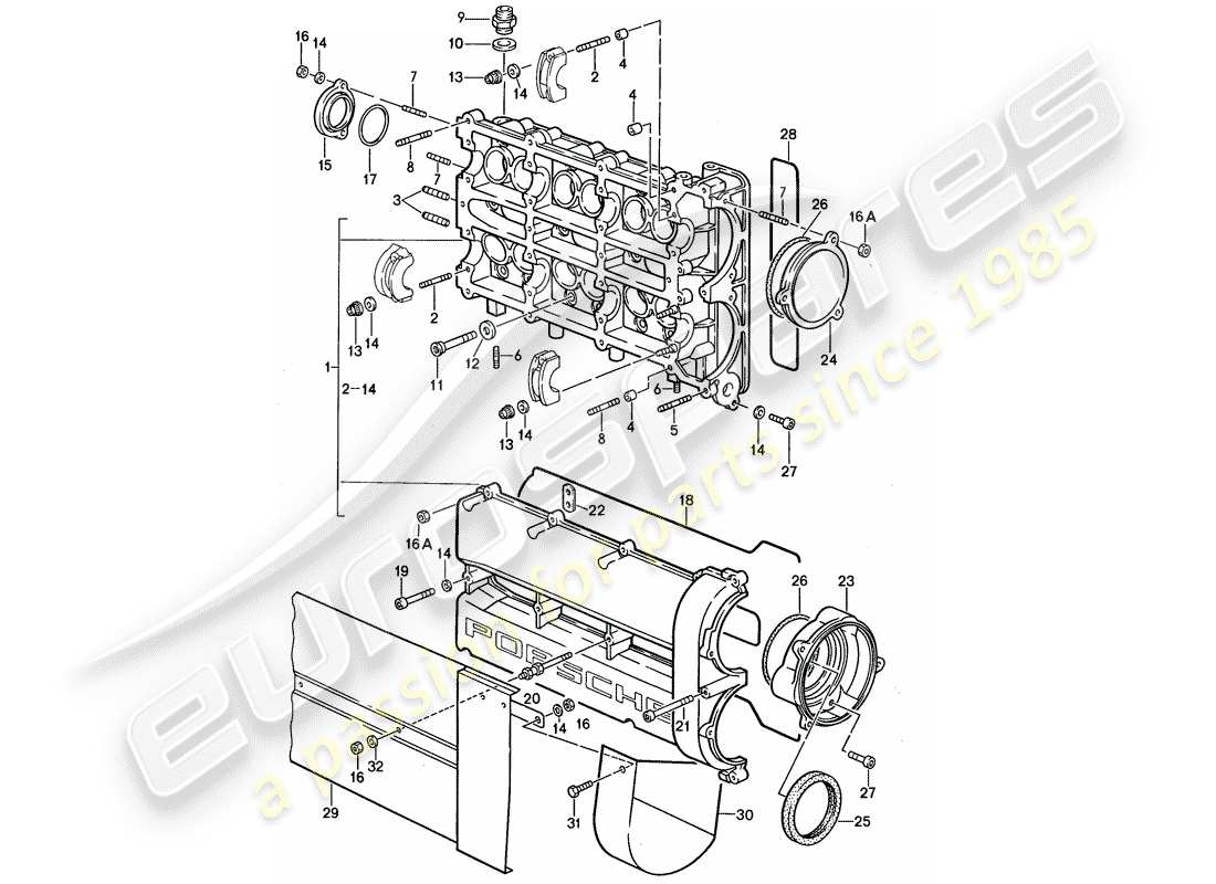 porsche 959 (1987) camshaft housing part diagram