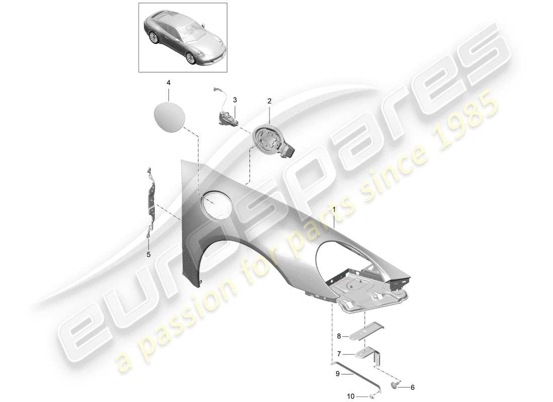 porsche 991 gen. 2 (2020) fender part diagram