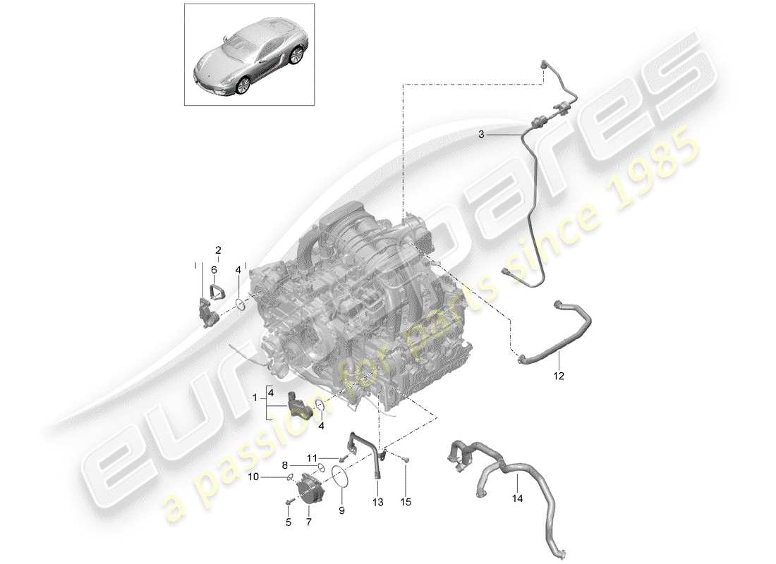 porsche cayman 981 (2016) crankcase part diagram