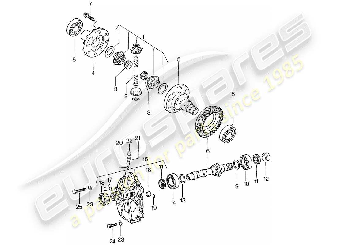 porsche 944 (1982) differential - automatic transmission part diagram