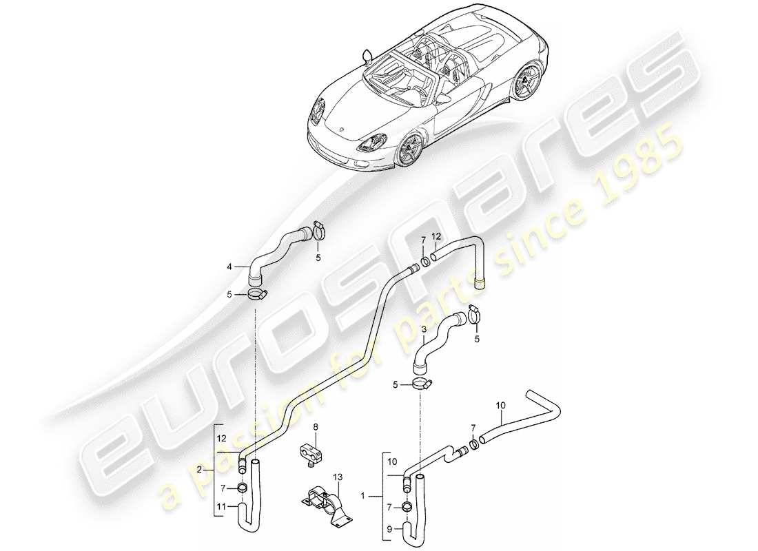 porsche carrera gt (2005) heater part diagram