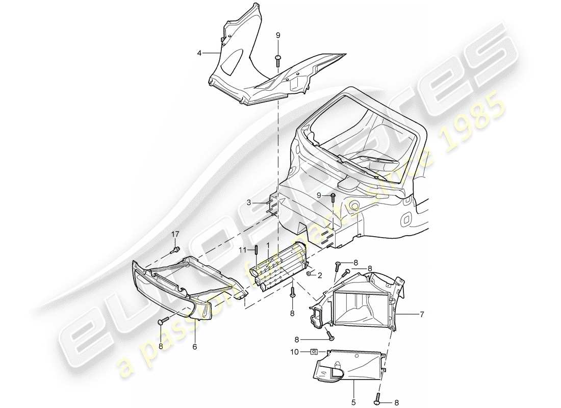 porsche carrera gt (2005) front end part diagram