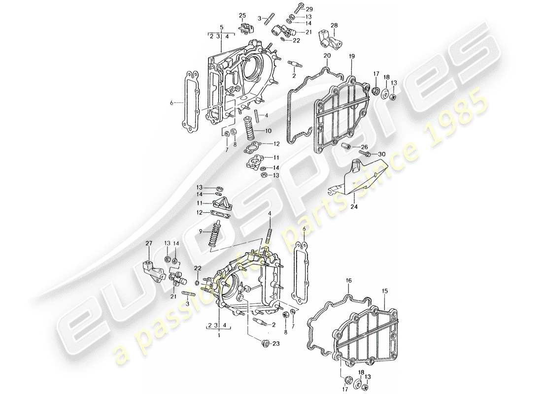 porsche 993 (1995) chain case - tensioner - chain part diagram