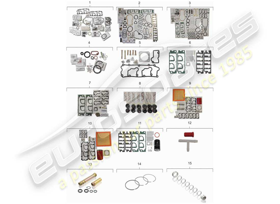 porsche 964 (1990) gasket set - repair kits - maintenance set part diagram