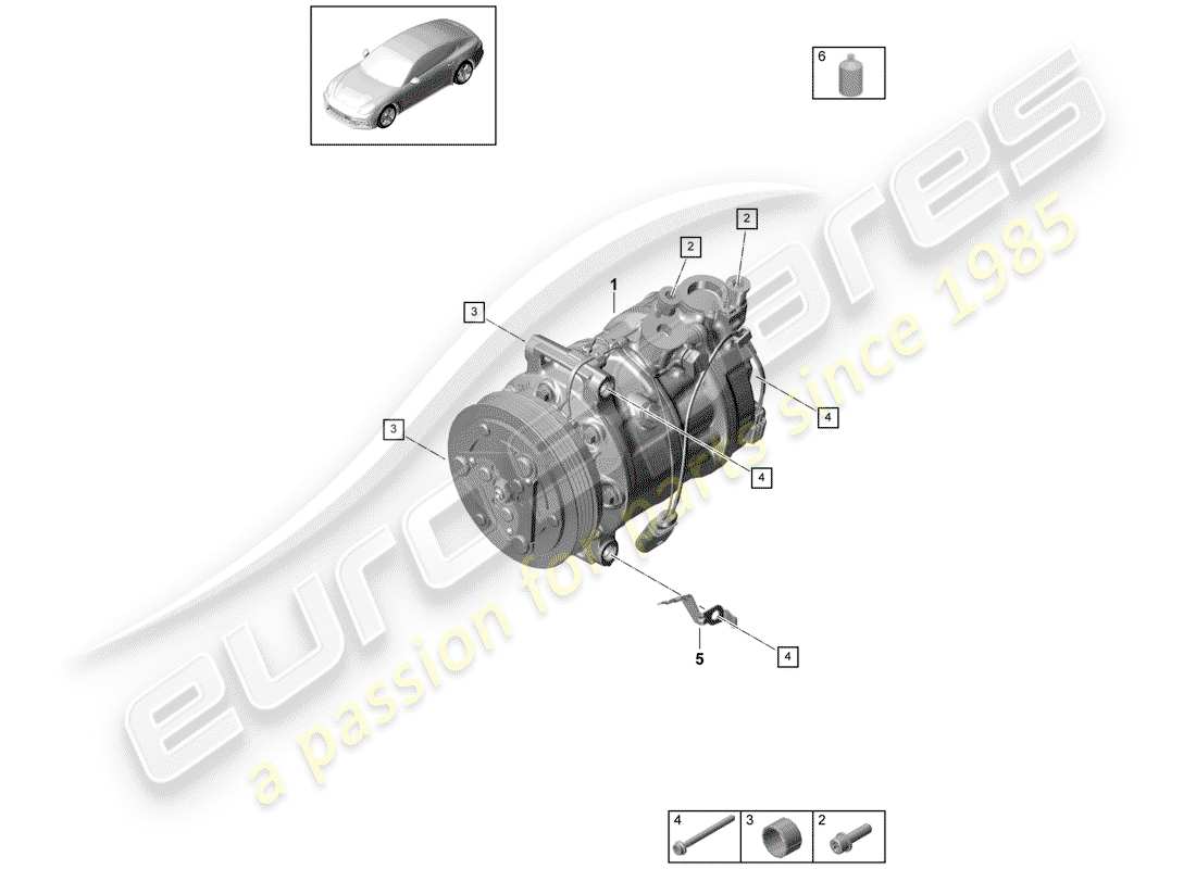 porsche panamera 971 (2019) compressor part diagram