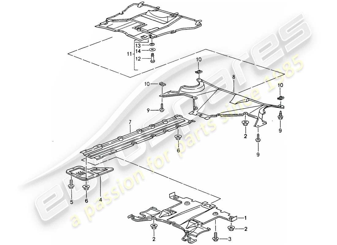 porsche 993 (1995) cover - for - underbody part diagram