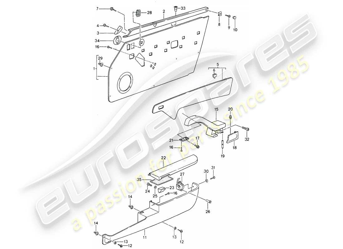 porsche 993 (1995) interior equipment - doors - d >> - mj 1996 part diagram