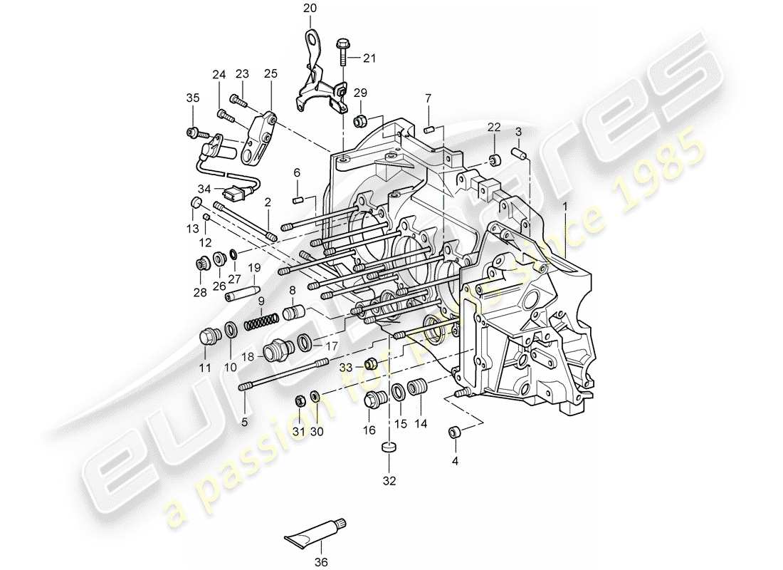 porsche 997 t/gt2 (2008) crankcase part diagram