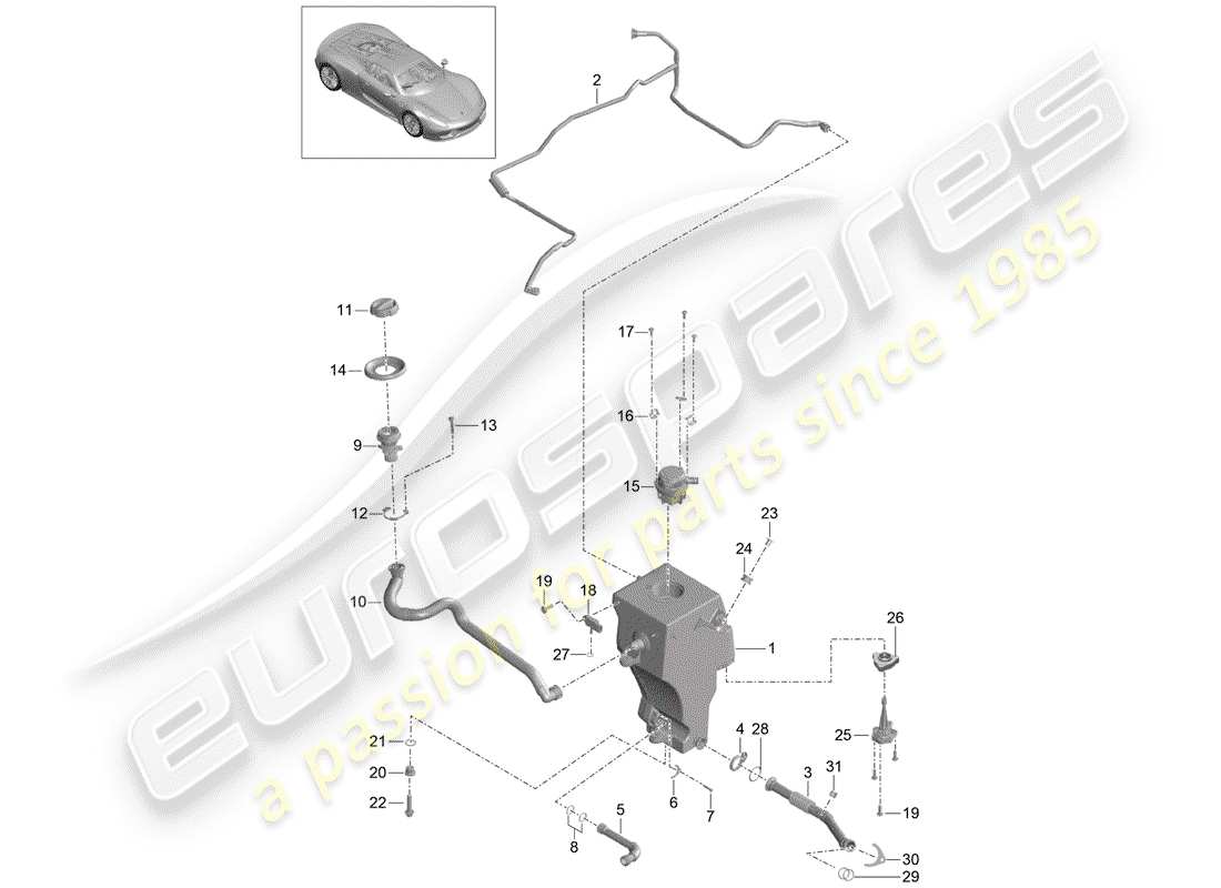 porsche 918 spyder (2015) engine lubrication part diagram