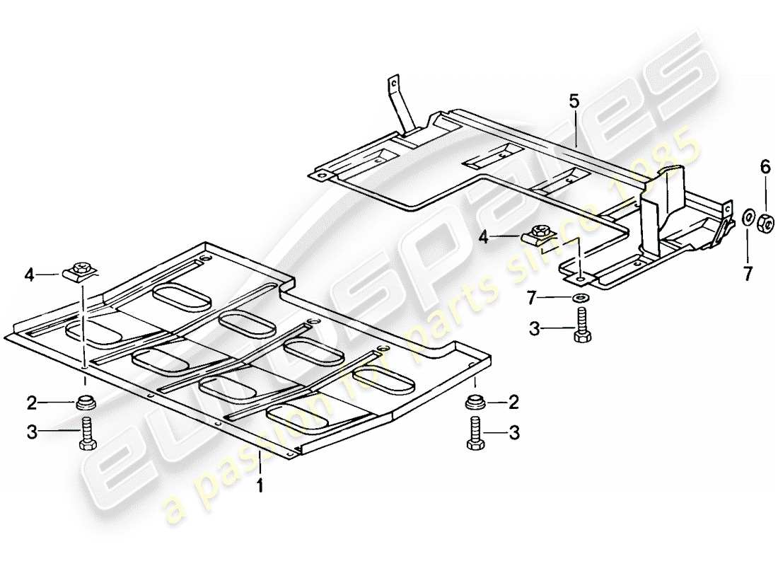 porsche 944 (1988) underside protection part diagram