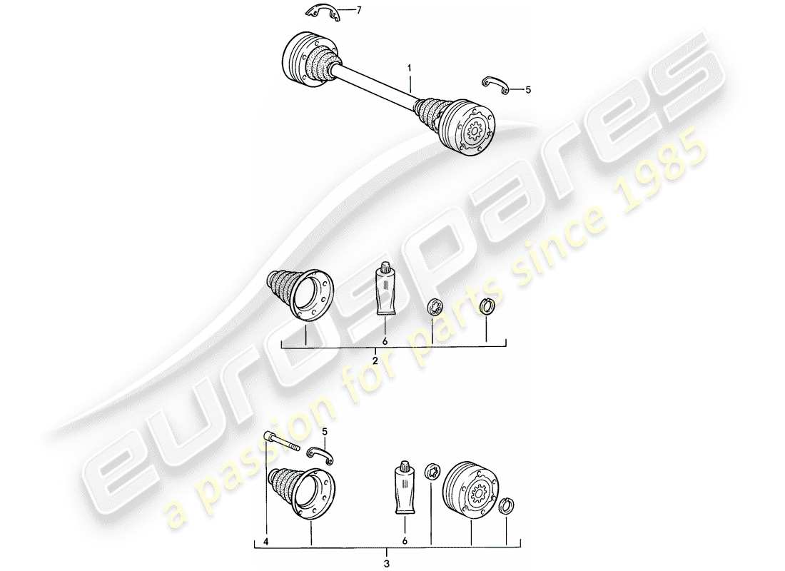 porsche 944 (1988) drive shaft part diagram