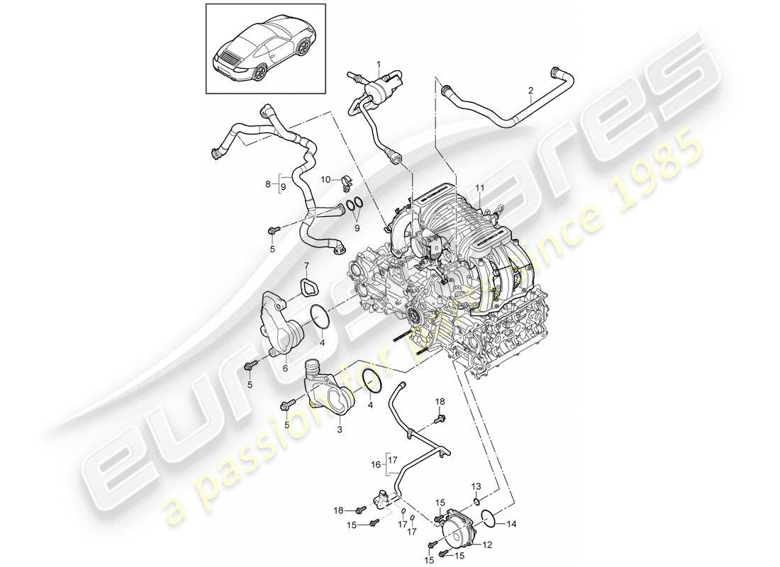 porsche 997 gen. 2 (2009) crankcase part diagram