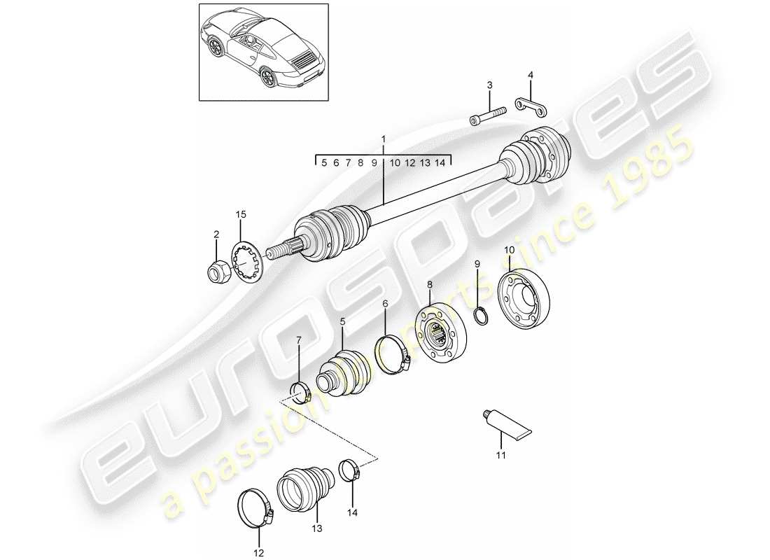 porsche 997 gen. 2 (2009) drive shaft part diagram