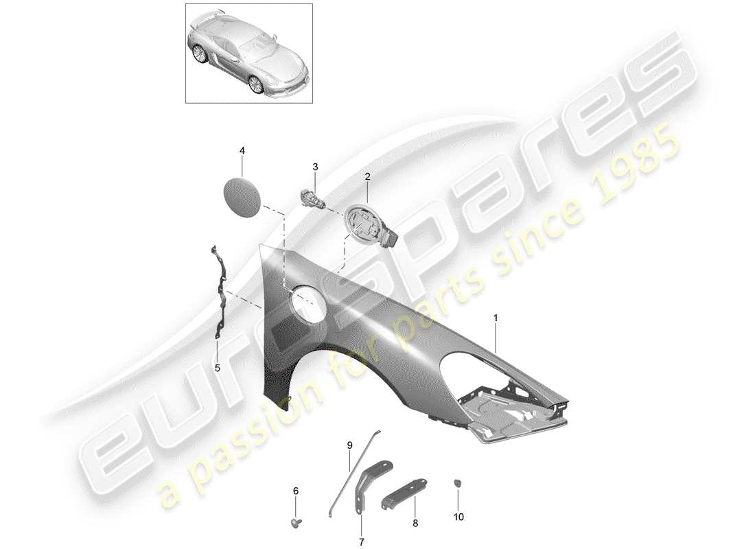 porsche cayman gt4 (2016) fender part diagram